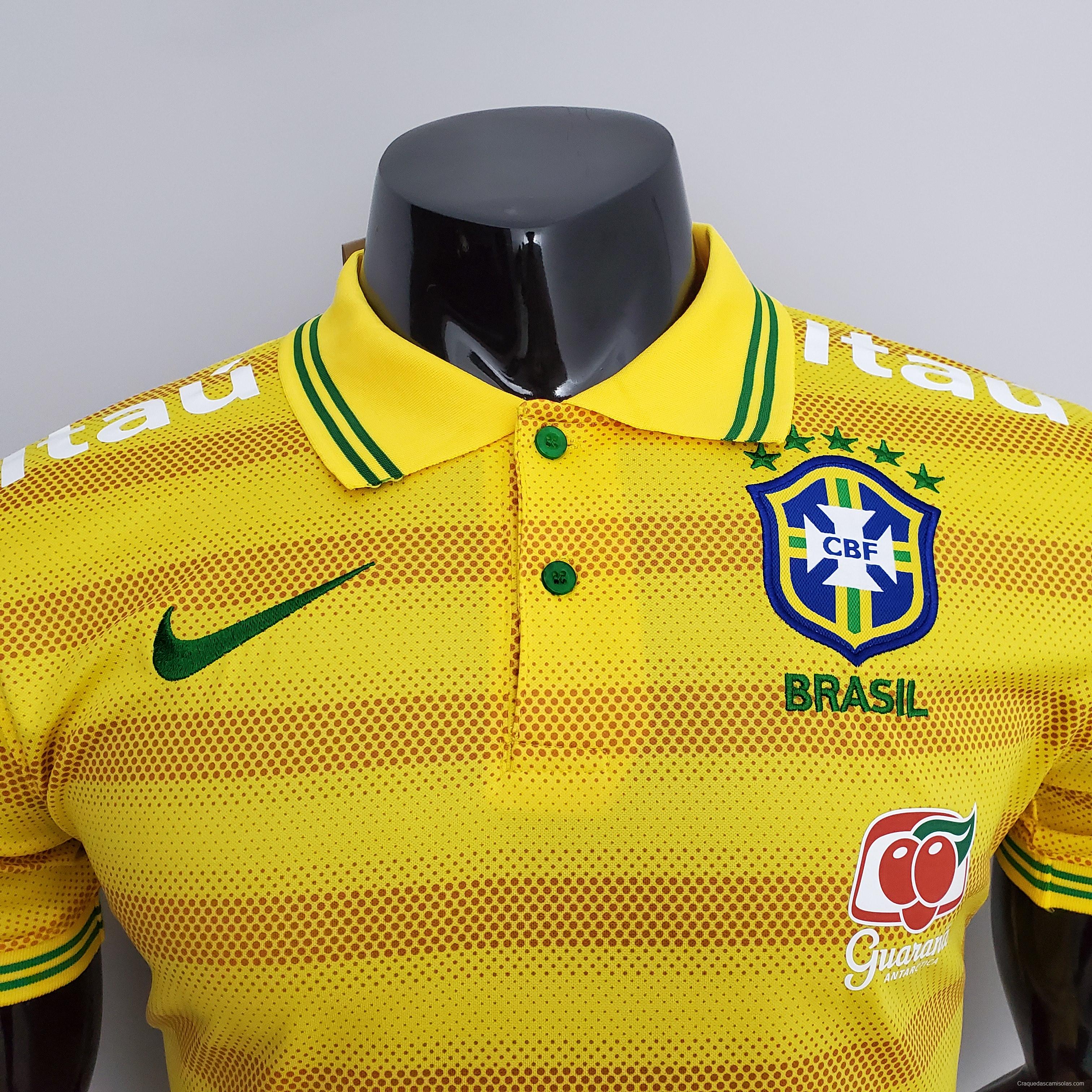 Brazil POLO Yellow Stripe Soccer Jersey