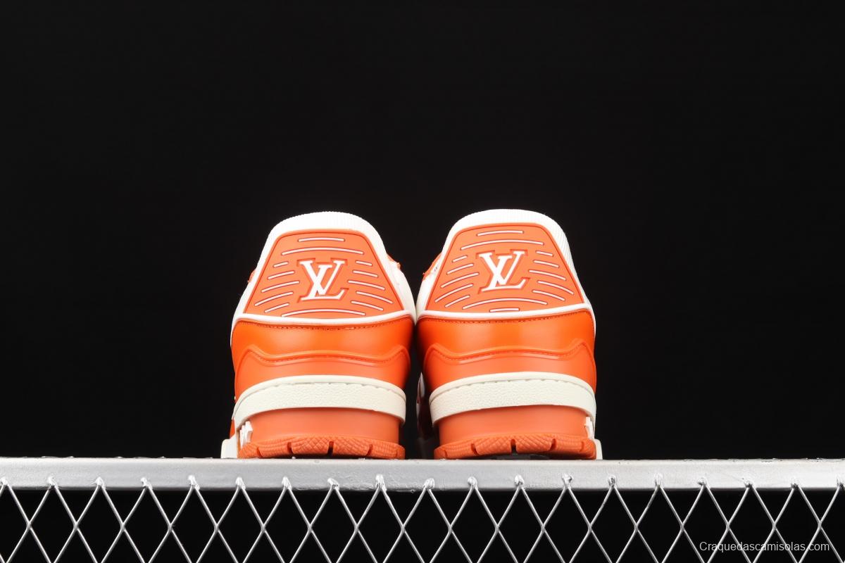 Authentic LV 2021ss early spring fashion catwalk sneakers 400N ORANGE White