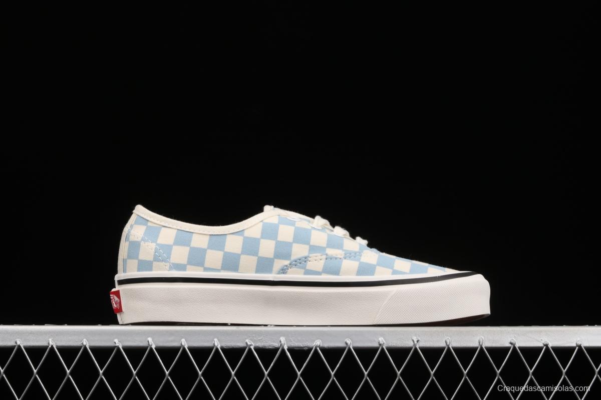 Vans Authentic 44 DX Anaheim milk blue and white checkerboard plaid low upper canvas shoes VN0A54F241J