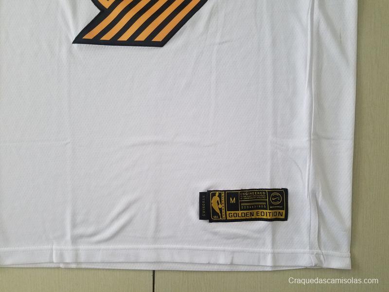 Damian Lillard 0 White Golden Edition Jersey