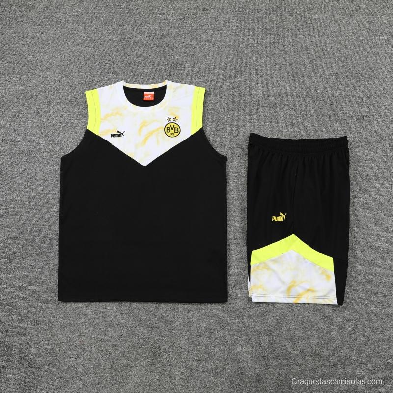 2022 Borussia Dortmund Vest Training Jersey Kit Black And White