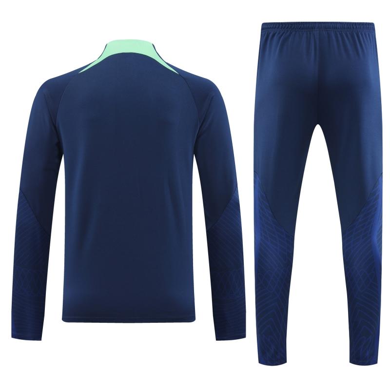 2022 Brazil Navy Half Zipper Tracksuit