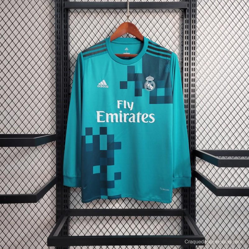 Retro Long Sleeve 17-18 Real Madrid Third Blue Jersey