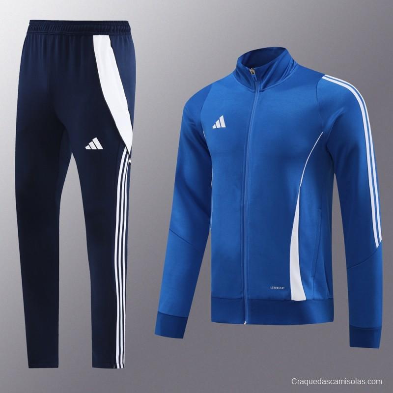 2024 Adidas Blue Half Zipper Jacket+Pants