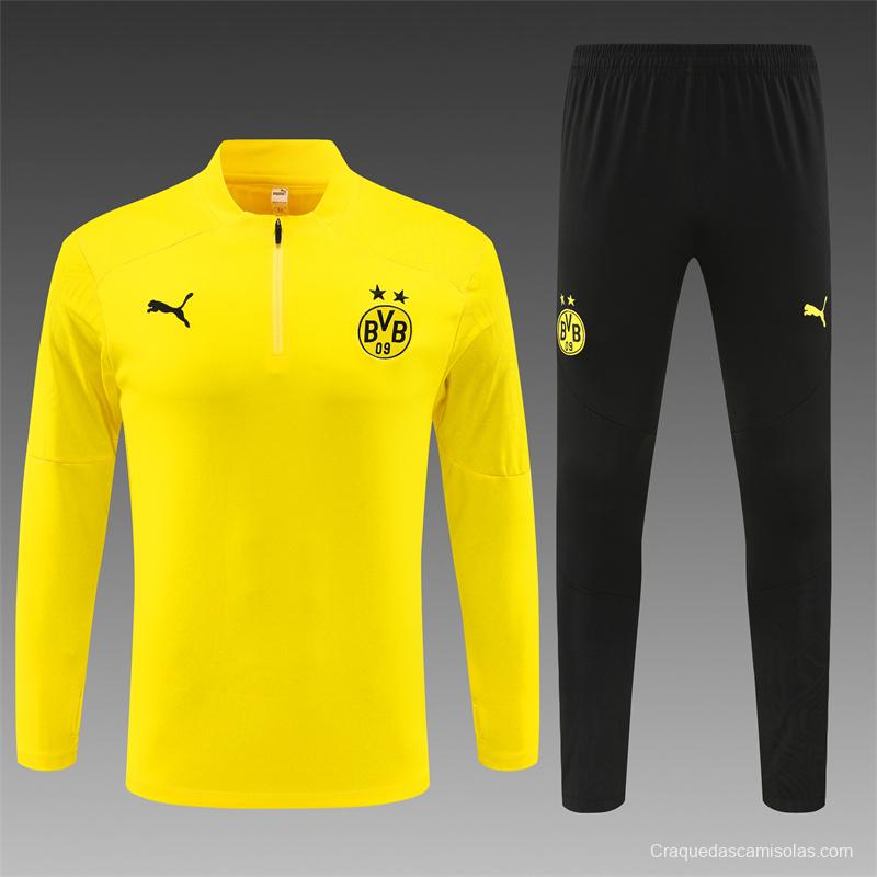 24/25 Borussia Dortmund Yellow Half Zipper Jacket+Long Pants