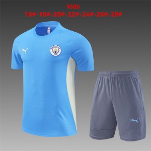 24/25 Kids Manchester City Sky Blue Short Sleeve Jersey+Shorts