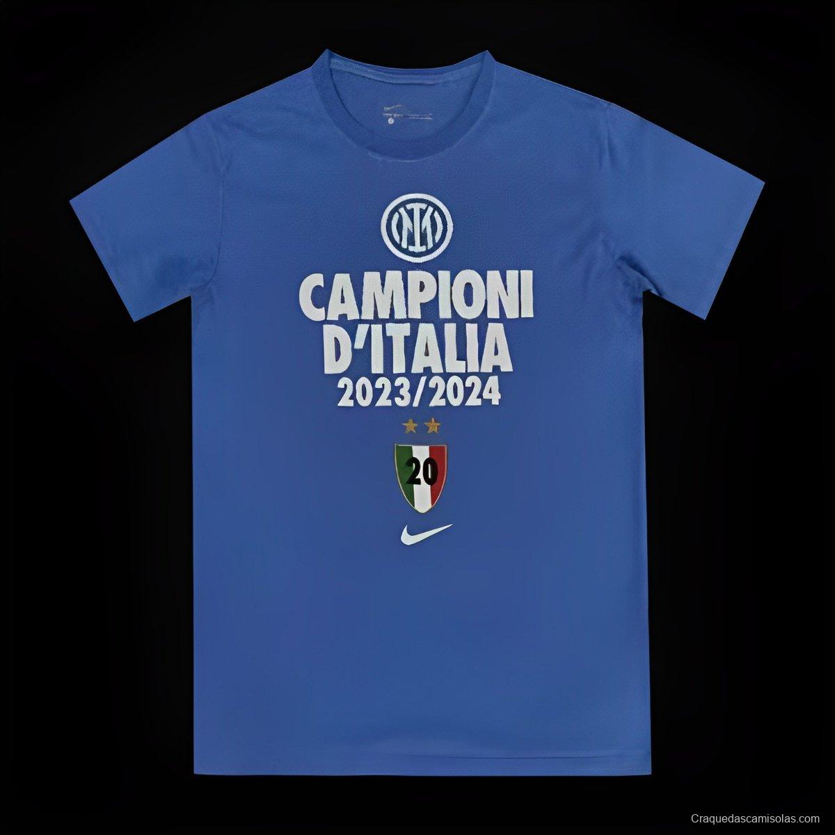 23/24 Inter Milan CAMPIONI D'ITALIA Blue T-Shirts With Snake Pattern